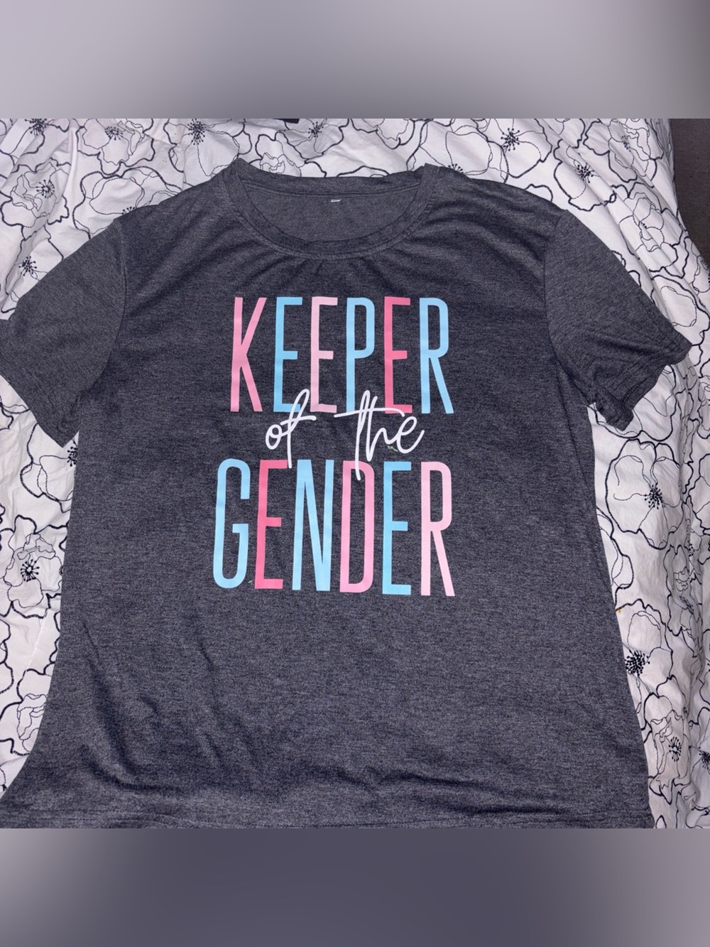 Gender Reveal “Keeper Of The Gender” Graphic Tee - Unisex Grey Sz XL